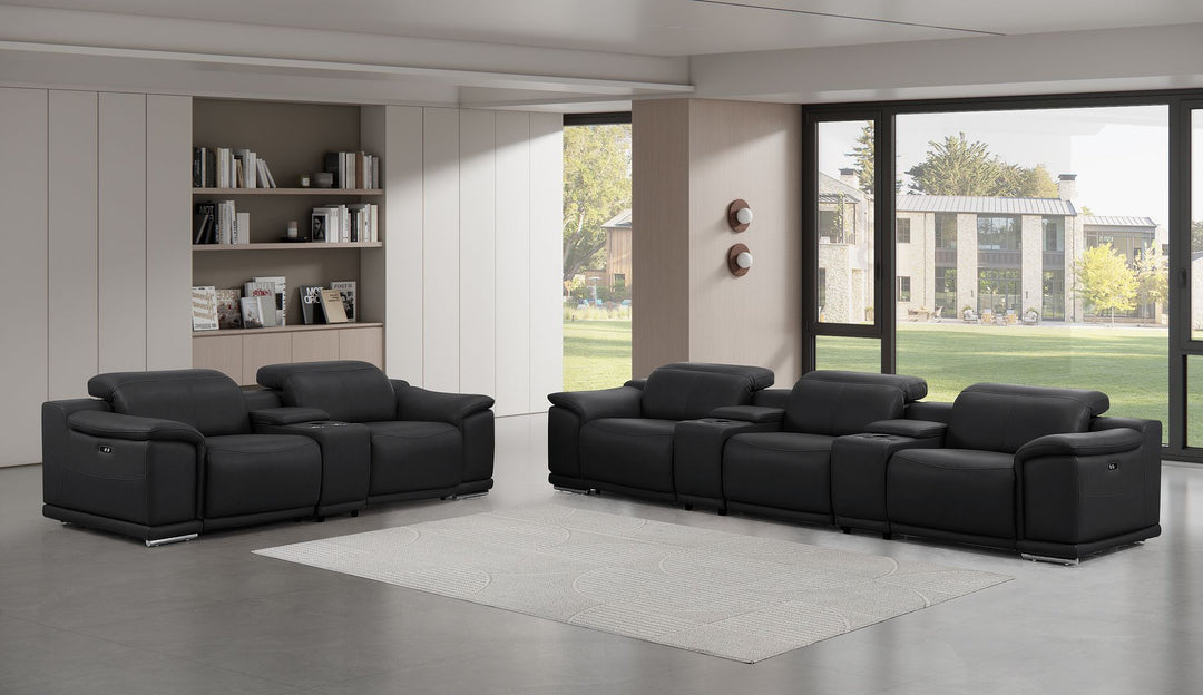 2679 - Power Reclining Sofa And Loveseat In Genuine Leather (5 Recliners With Power Headrests &amp; 3 Consoles)