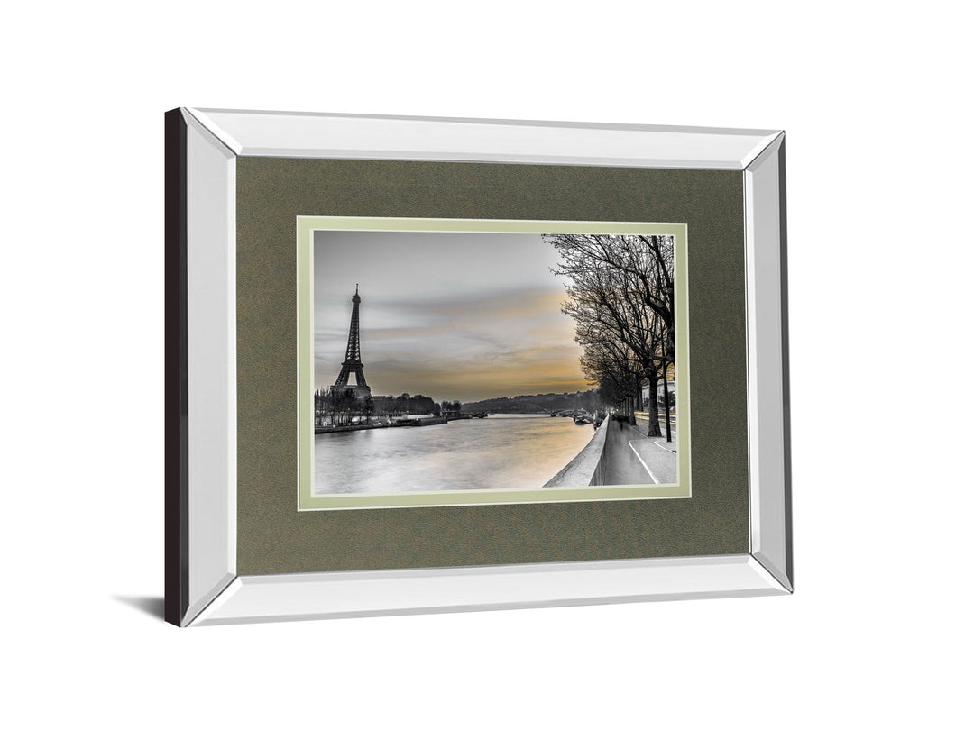 River Seine And The Eiffel Tower By Assaf Frank - Mirror Framed Print Wall Art - Gray