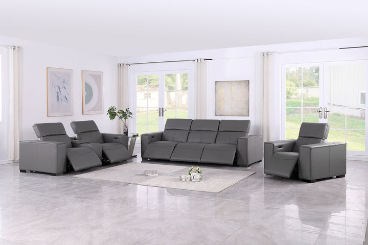 1208 - Modular Leather Set With 6 Power Recliners &amp; Power Headrests