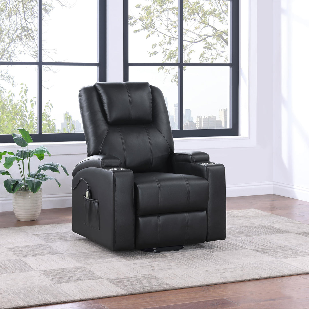Armstrong Upholstered Power Lift Massage Recliner Espresso