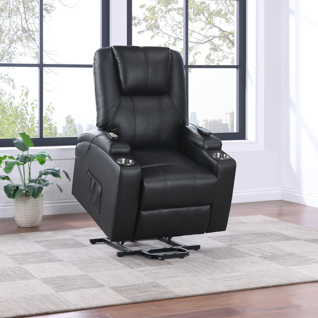 Armstrong Upholstered Power Lift Massage Recliner Espresso
