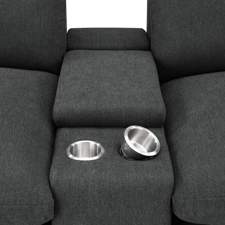 Collins Upholstered Modular Storage Console Dark Grey