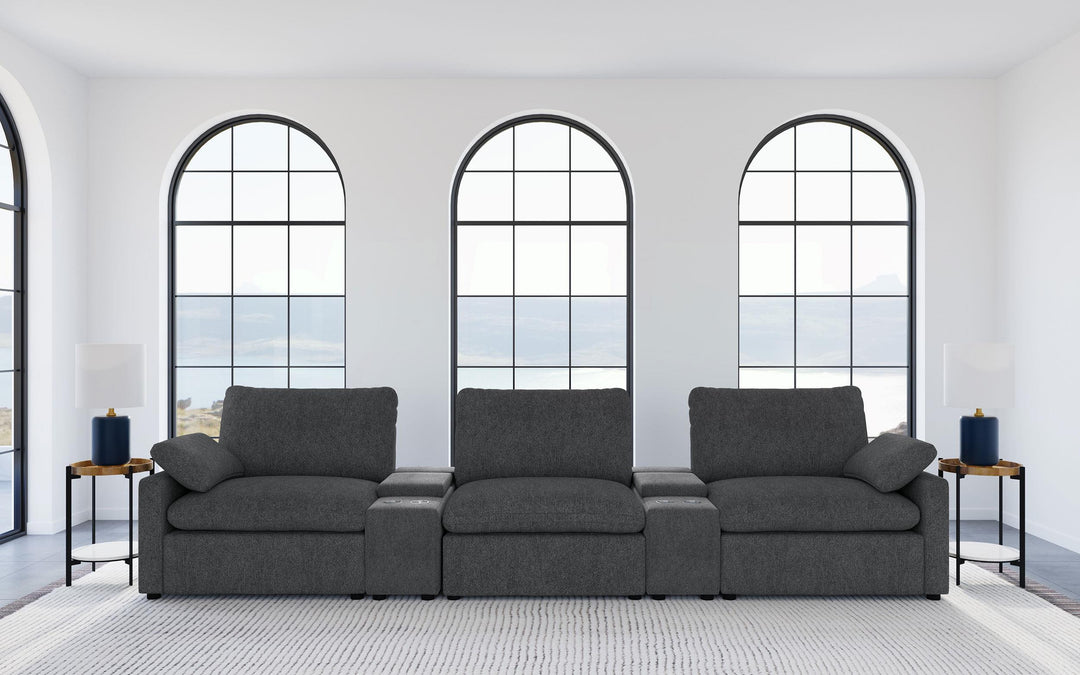 Collins 5-Piece Power Reclining Home Theater Seating Dark Grey