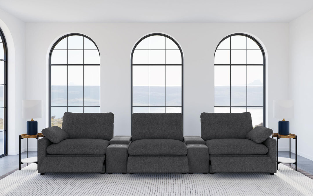 Collins 5-Piece Power Reclining Home Theater Seating Dark Grey