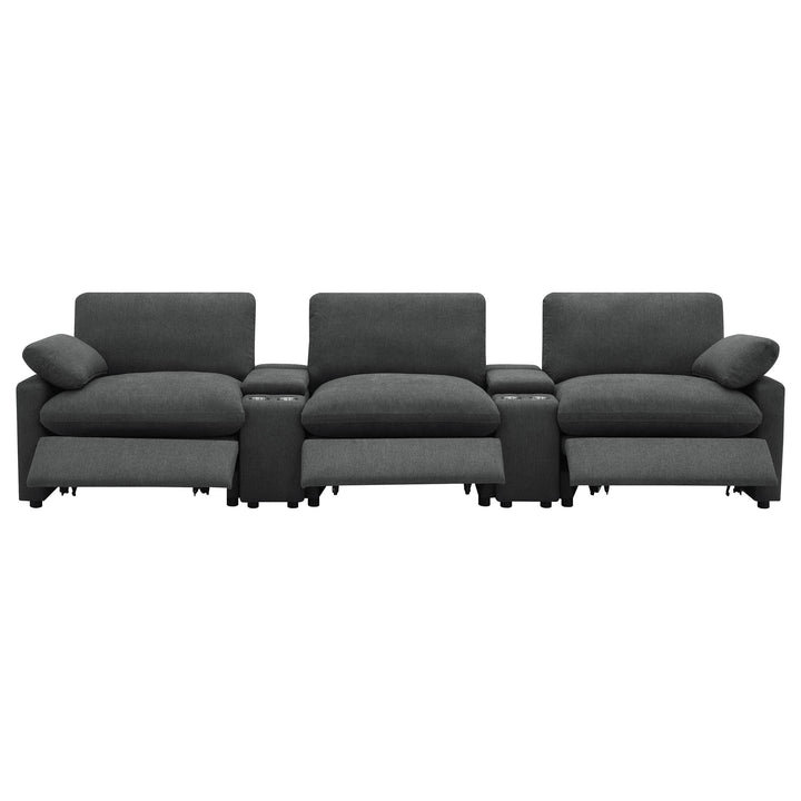 Collins 5-Piece Power Reclining Home Theater Seating Dark Grey