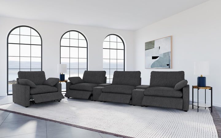 Collins Upholstered Power Recliner Chair Dark Grey