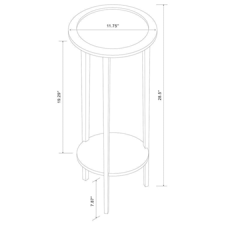 Kirk - 1-Shelf Round Wood Plant Stand Side Table - Espresso