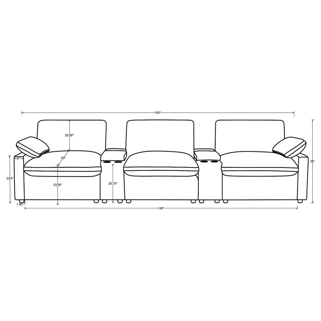 Collins 5-Piece Power Reclining Home Theater Seating Grey