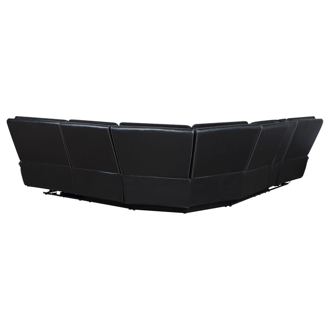 Hewitt Leather Dual Power Reclining Sectional Sofa Black
