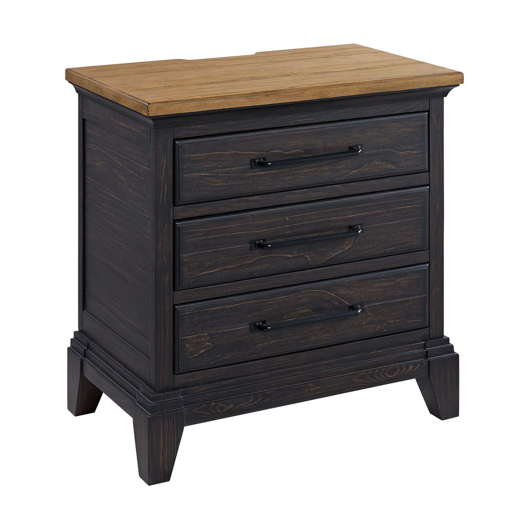 Montrose - Nightstand With Charger &amp; Sensor Light - Espresso &amp; Brown