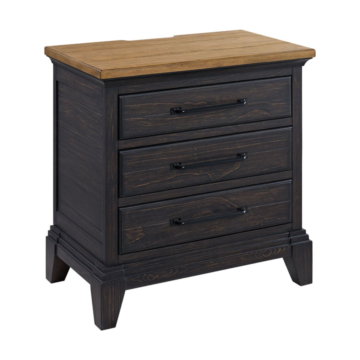 Montrose - Nightstand With Charger &amp; Sensor Light - Espresso &amp; Brown
