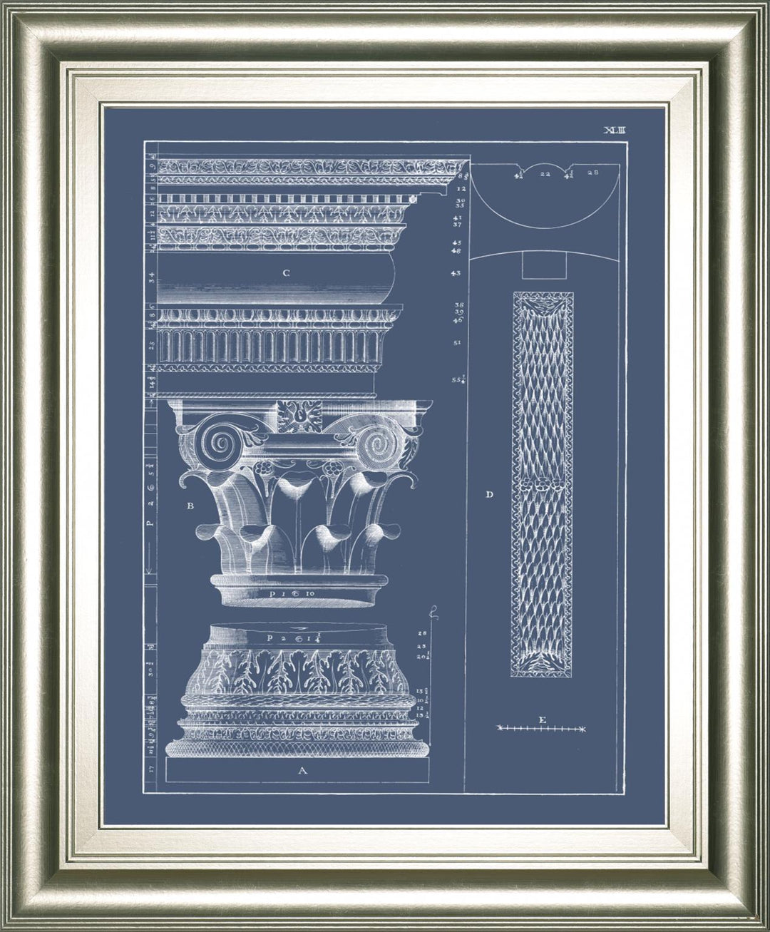 22x26 Column &amp; Cornice Blueprint I By Vision Studio - Blue