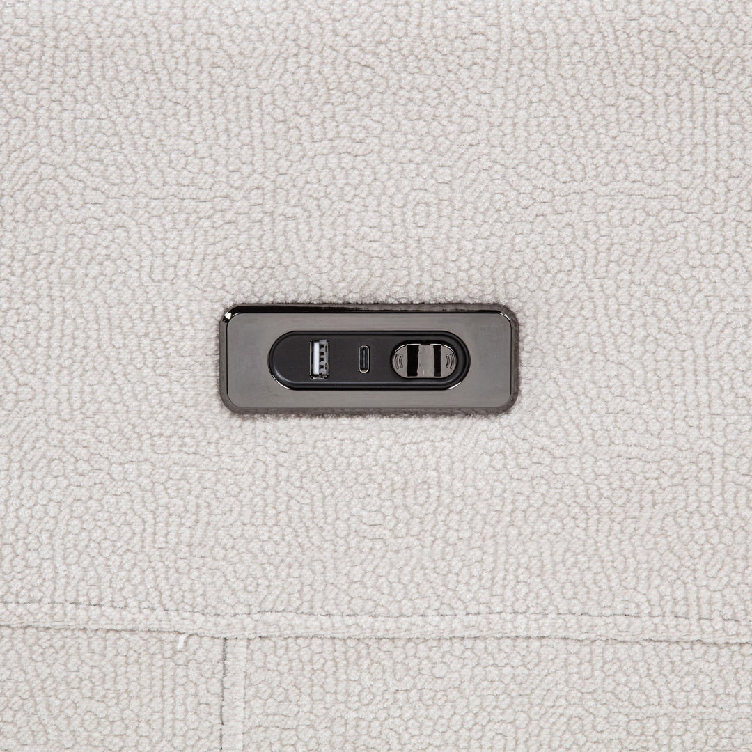 Kennett Chenille Upholstered Power Recliner Chair Ivory