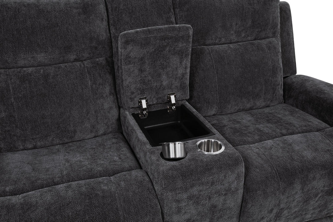 Kennett 2-piece Chenille Power Reclining Sofa Set Dark Grey