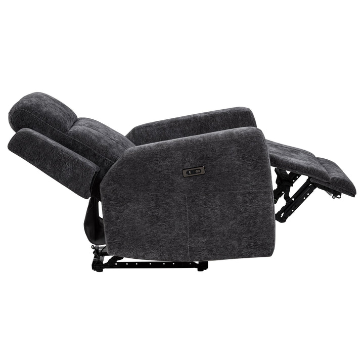 Kennett 3-piece Chenille Power Reclining Sofa Set Dark Grey