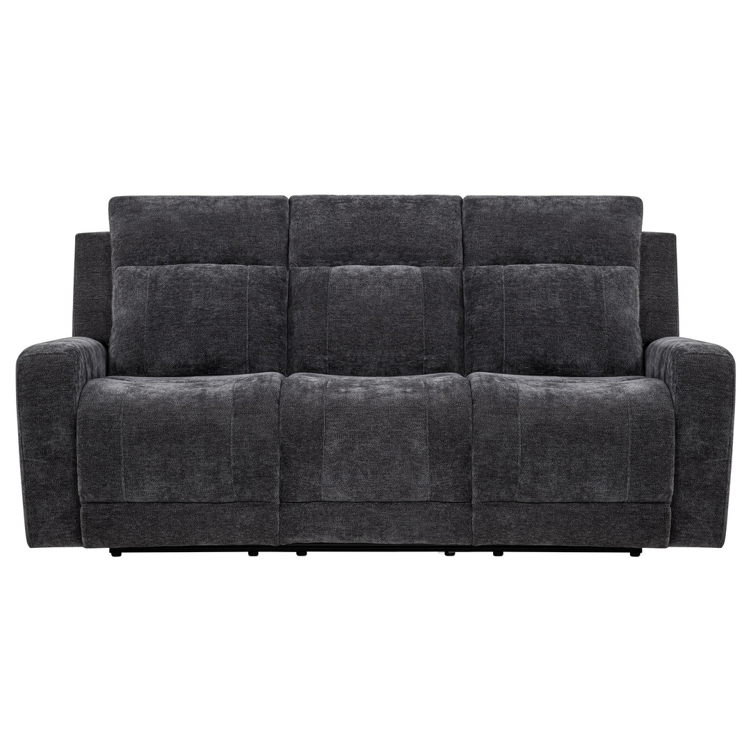 Kennett Chenille Upholstered Power Reclining Sofa Dark Grey