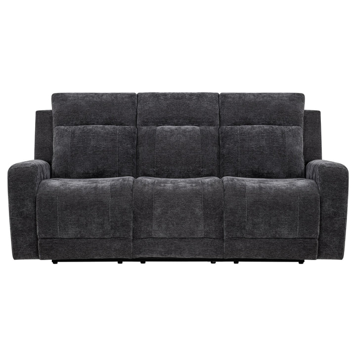 Kennett Chenille Upholstered Power Reclining Sofa Dark Grey