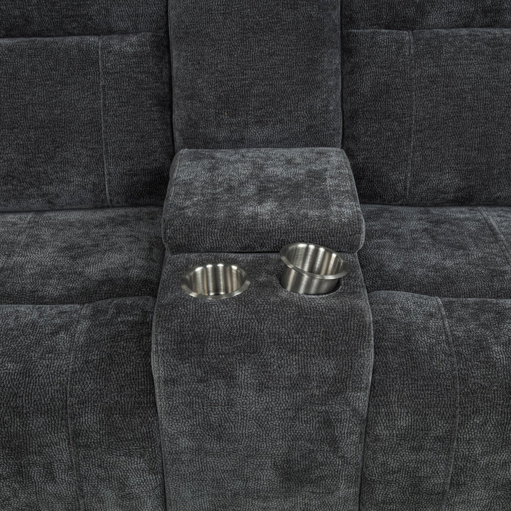 Kennett Chenille Upholstered Power Reclining Loveseat Grey