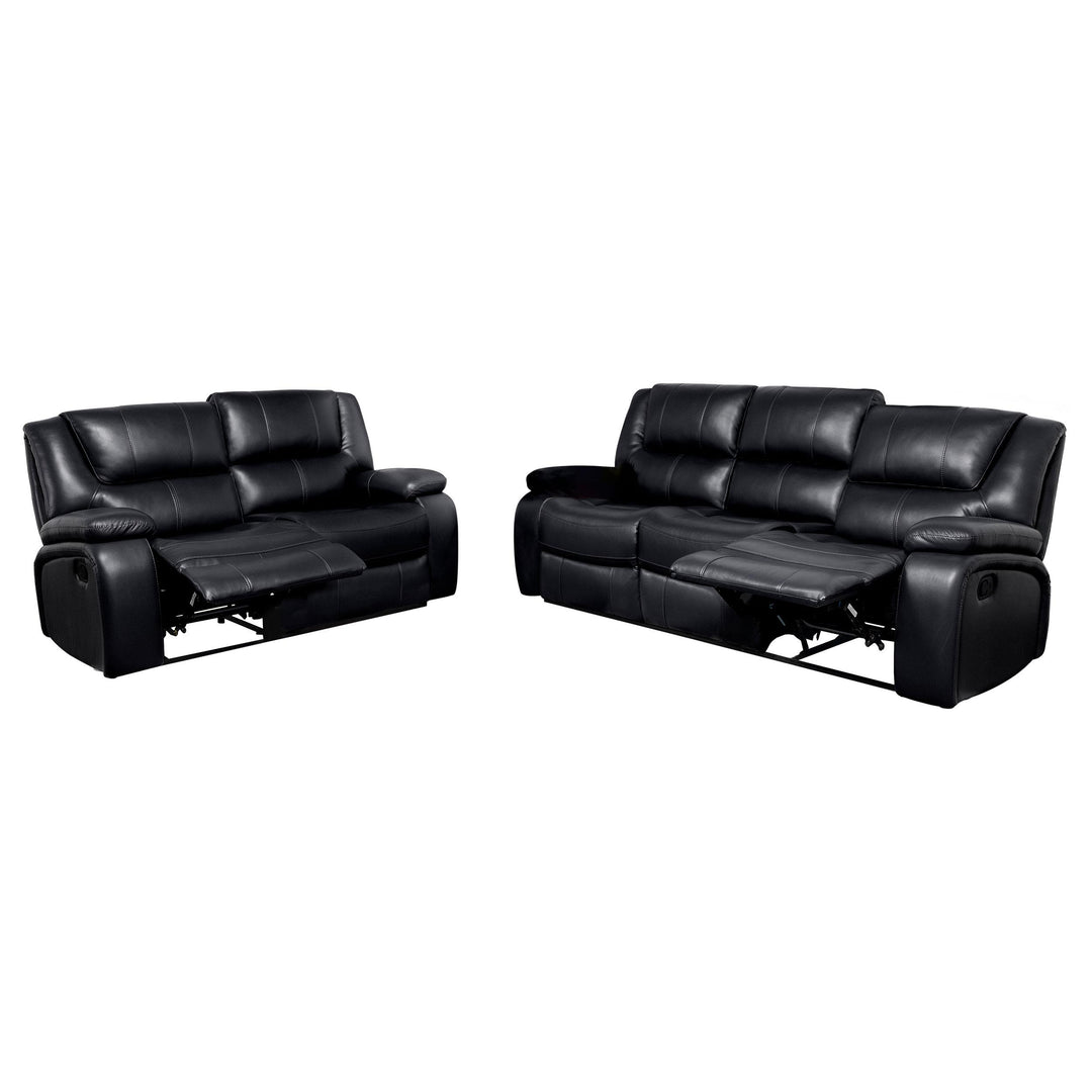 Camila 2-piece Upholstered Reclining Sofa Set Black