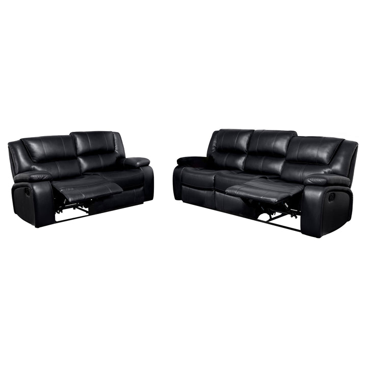 Camila 2-piece Upholstered Reclining Sofa Set Black
