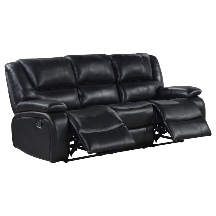 Camila 2-piece Upholstered Reclining Sofa Set Black