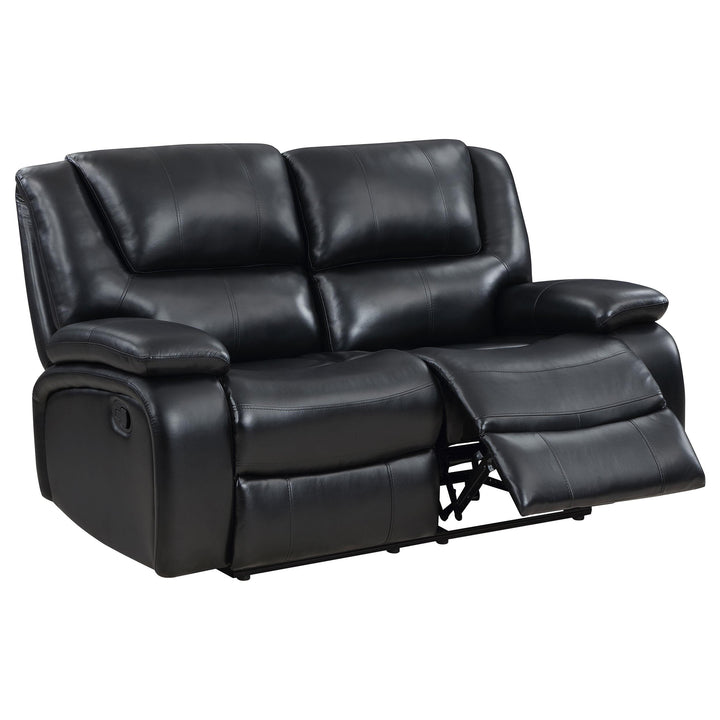 Camila 2-piece Upholstered Reclining Sofa Set Black