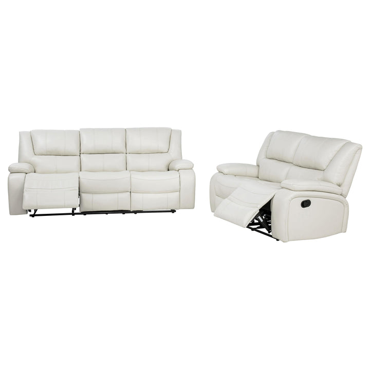 Camila 2-piece Upholstered Reclining Sofa Set White