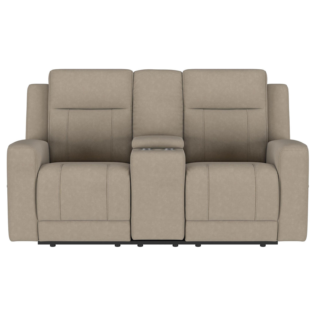 Brentwood Upholstered Motion Reclining Loveseat Taupe