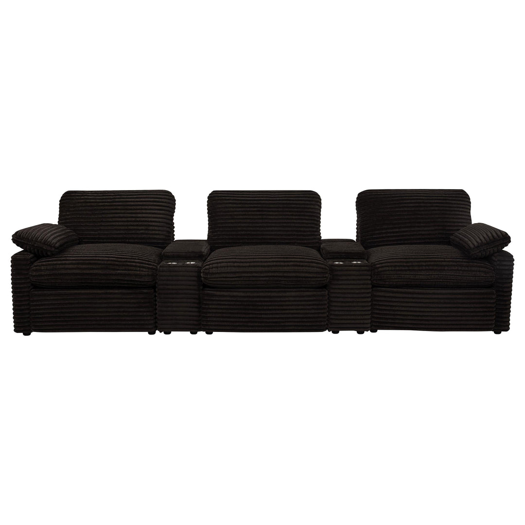 Collins 5-Piece Power Reclining Home Theater Seating Chocolate Brown
