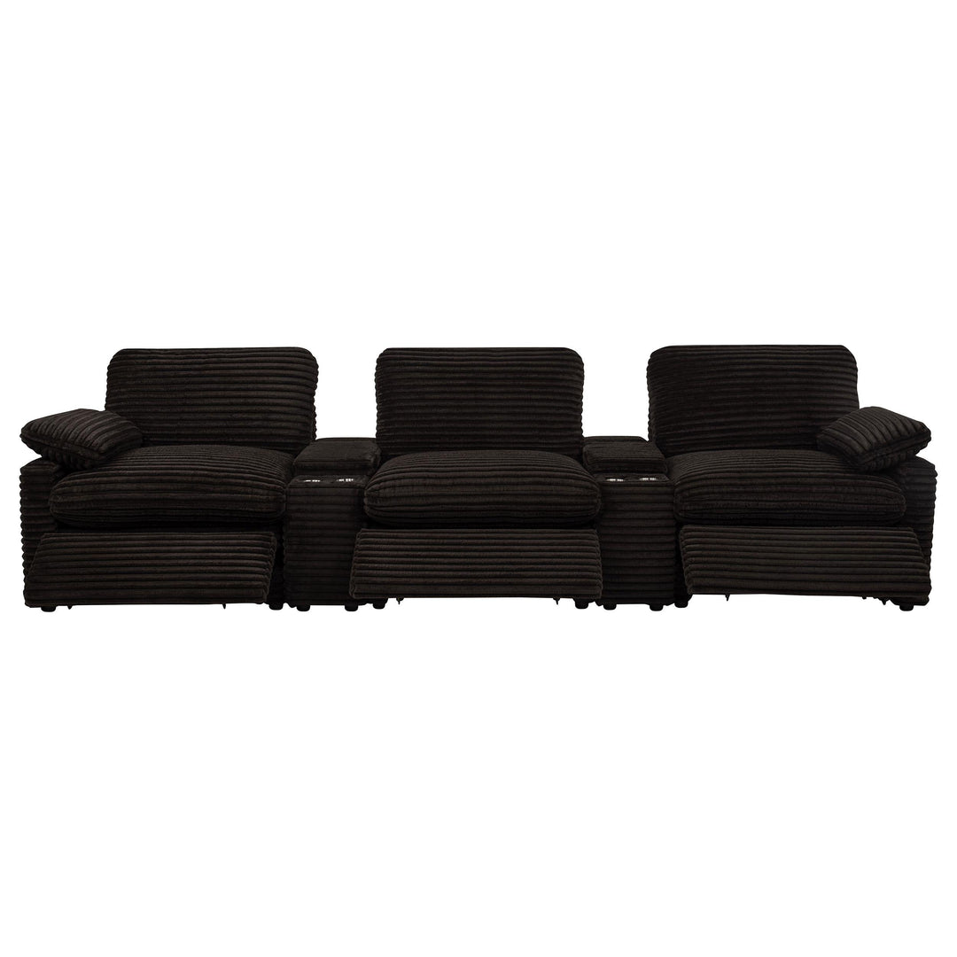 Collins 5-Piece Power Reclining Home Theater Seating Chocolate Brown