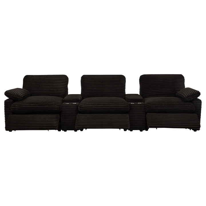 Collins 5-Piece Power Reclining Home Theater Seating Chocolate Brown