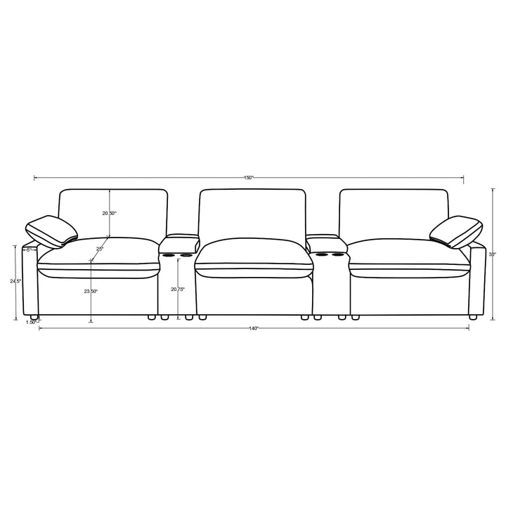 Collins 5-Piece Power Reclining Home Theater Seating Black