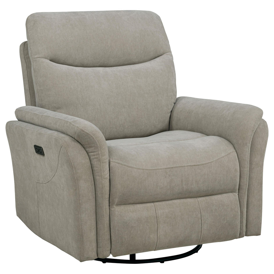 Adler Upholstered Power Swivel Glider Recliner Greige