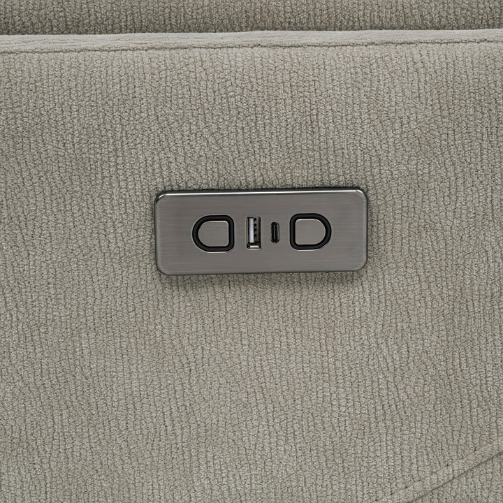 Adler Upholstered Power Swivel Glider Recliner Greige