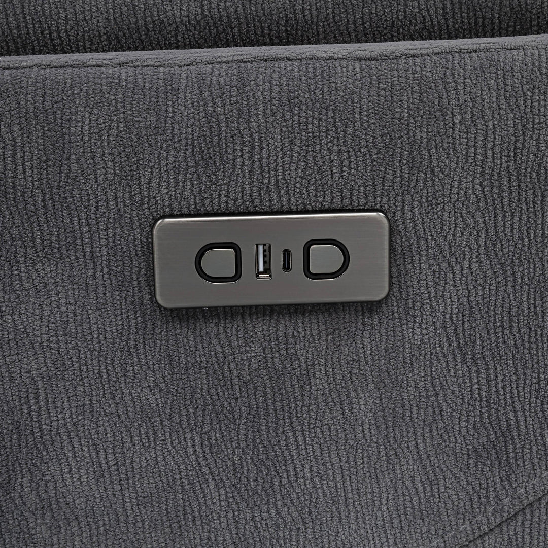 Adler Upholstered Power Swivel Glider Recliner Charcoal Grey