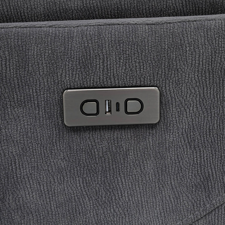 Adler Upholstered Power Swivel Glider Recliner Charcoal Grey