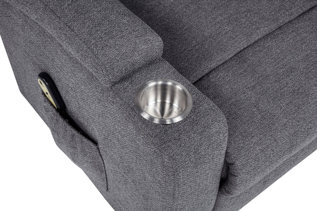Louie Chenille Upholstered Power Lift Massage Chair Grey