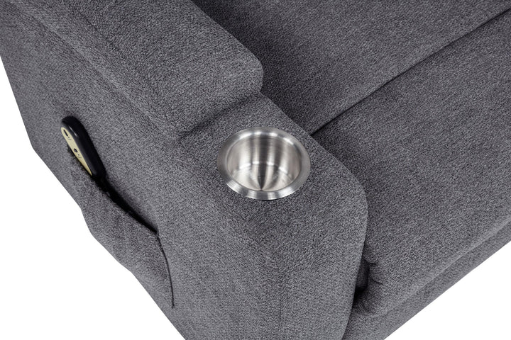 Louie Chenille Upholstered Power Lift Massage Chair Grey