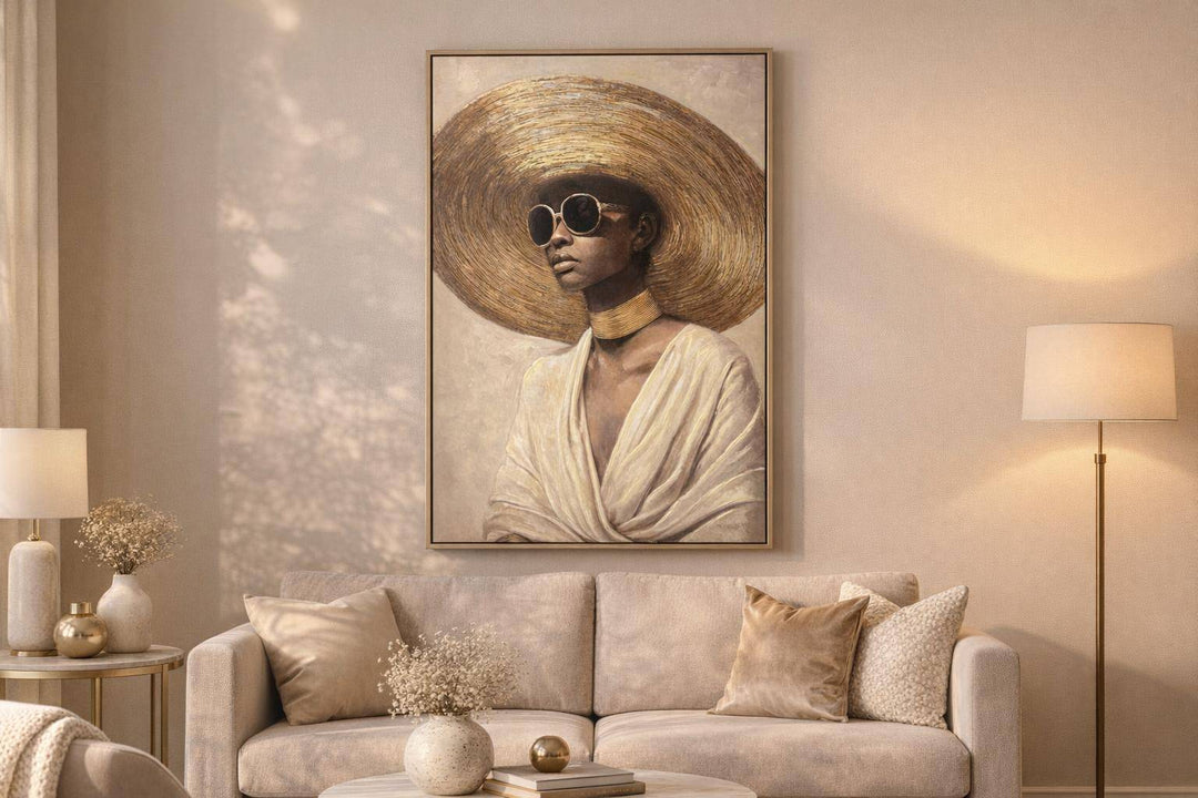 Sunlit Muse II Hand-Embellished Canvas In Frame - Beige / Brown