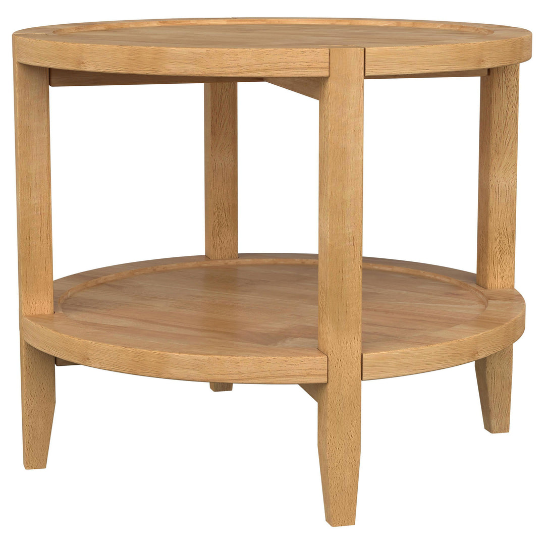 Camillo - Round Solid Wood Side End Table - Maple