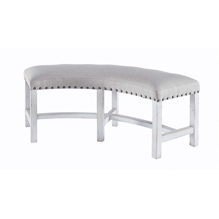 Condesa - Round Dining-White Round Bench - Distressed White Finish