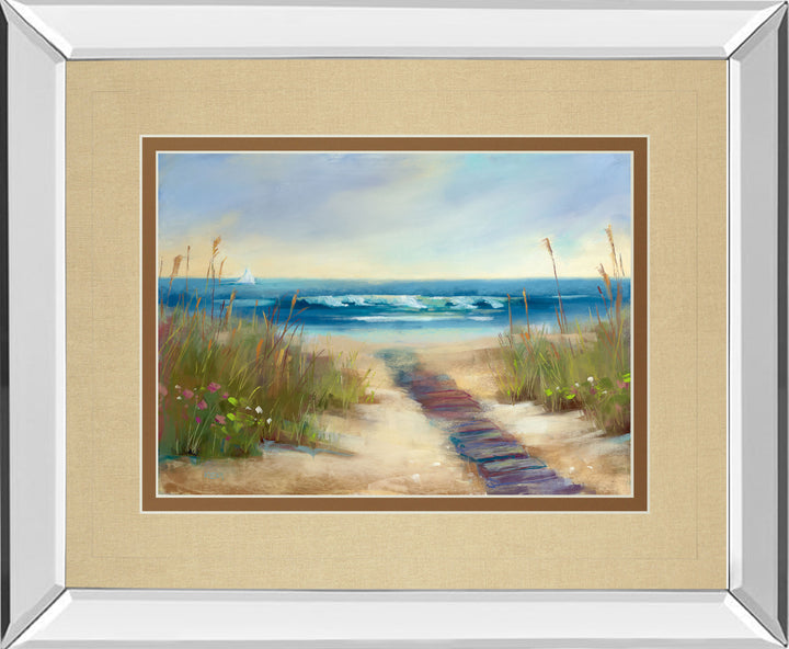 Serenity Il By Karen Marguliss - Mirror Framed Print Wall Art - Blue