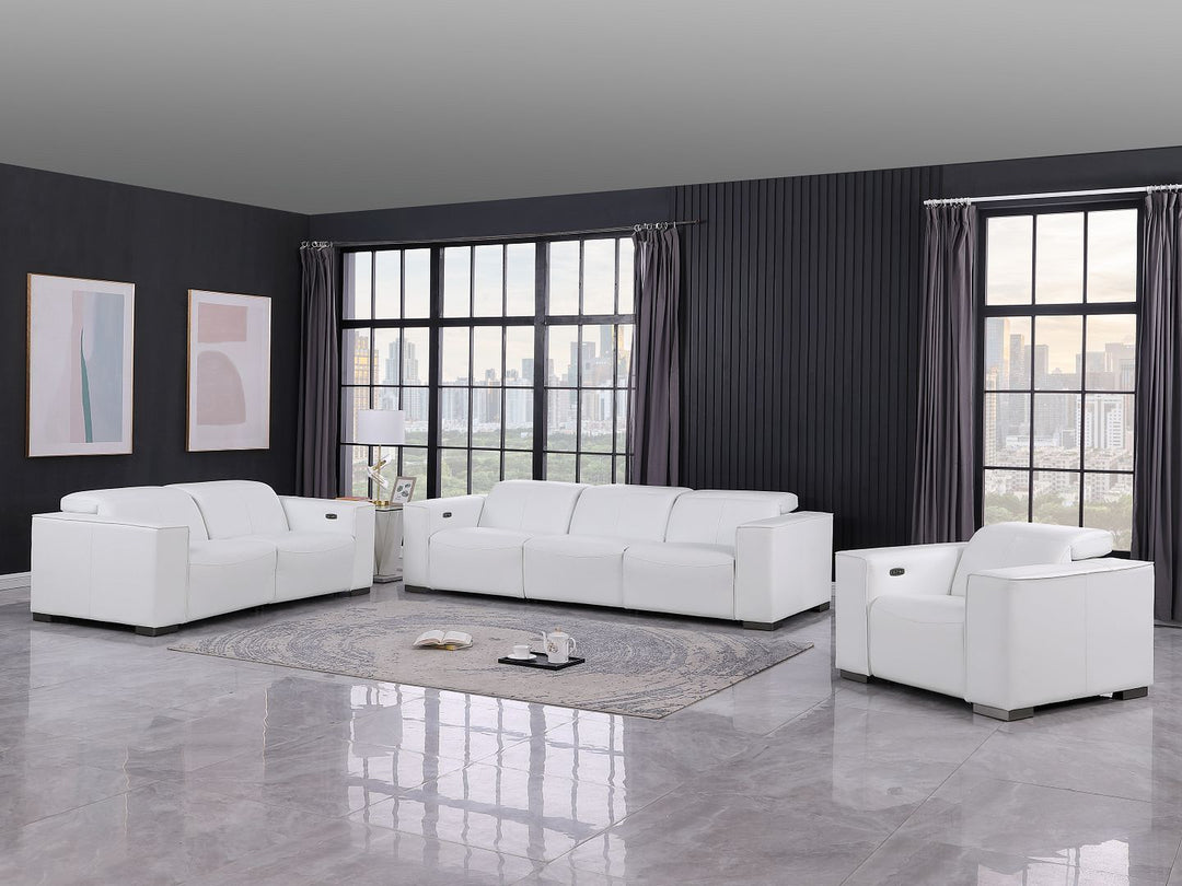 1208 - Leather Reclining Set (Sofa, Loveseat & Chair With 6 Power Recliners)