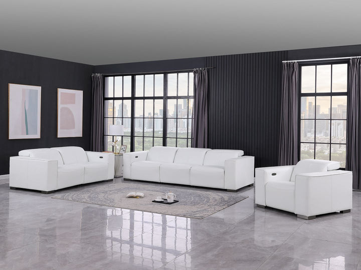 1208 - Leather Reclining Set (Sofa, Loveseat & Chair With 6 Power Recliners)