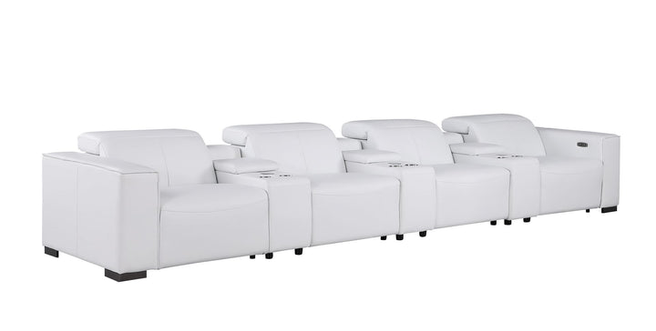 1208 - 7 Piece Leather Sofa With 4 Power Recliners And Power Headrests