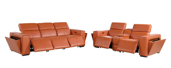 1224 - 6-Piece Modular Power Reclining Sofa And Console Loveseat Set In With 5 Power Recliners &amp; Power Headrests