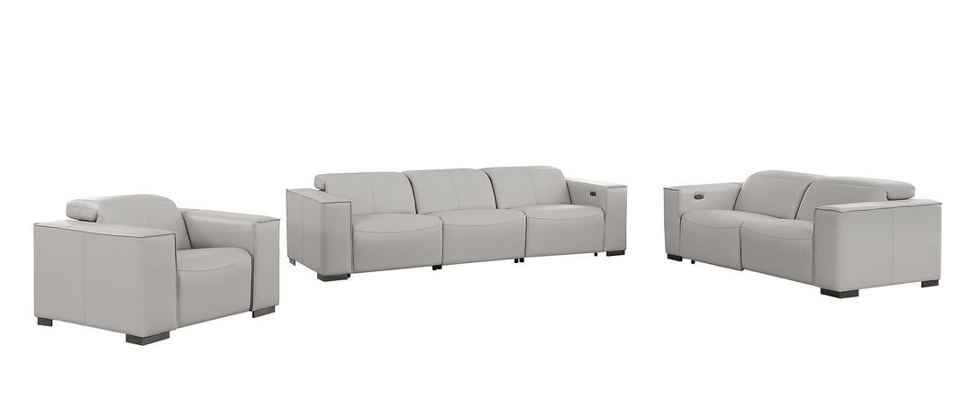 1208 - Leather Reclining Set (Sofa, Loveseat &amp; Chair With 5 Power Recliners)