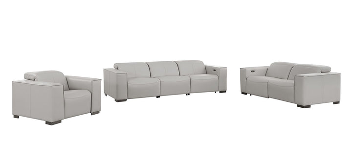1208 - Leather Reclining Set (Sofa, Loveseat &amp; Chair With 5 Power Recliners)