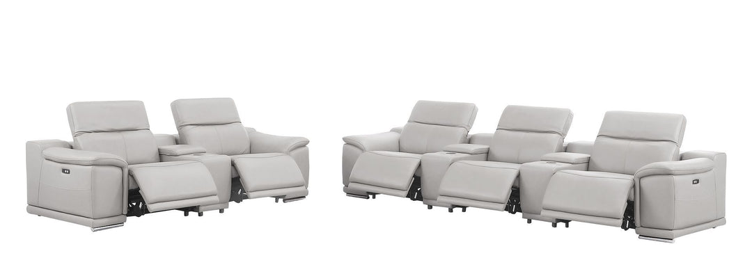 2679 - Power Reclining Sofa And Loveseat In Genuine Leather (5 Recliners With Power Headrests &amp; 3 Consoles)