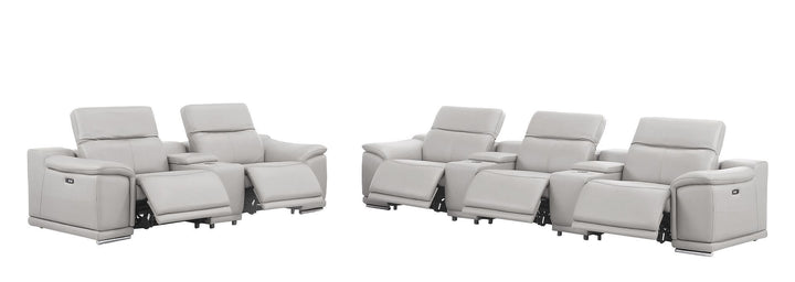 2679 - Power Reclining Sofa And Loveseat In Genuine Leather (5 Recliners With Power Headrests &amp; 3 Consoles)